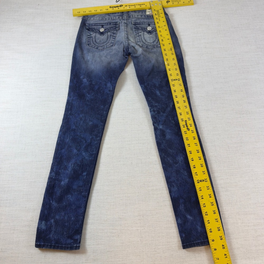 True Religion Skinny Jeans Blue Acid Wash Horseshoe Pocket Denim Pants - Picture 9 of 14